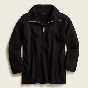 J. Crew University Black Terry Quarter Zip Tunic Sweatshirt size Medium